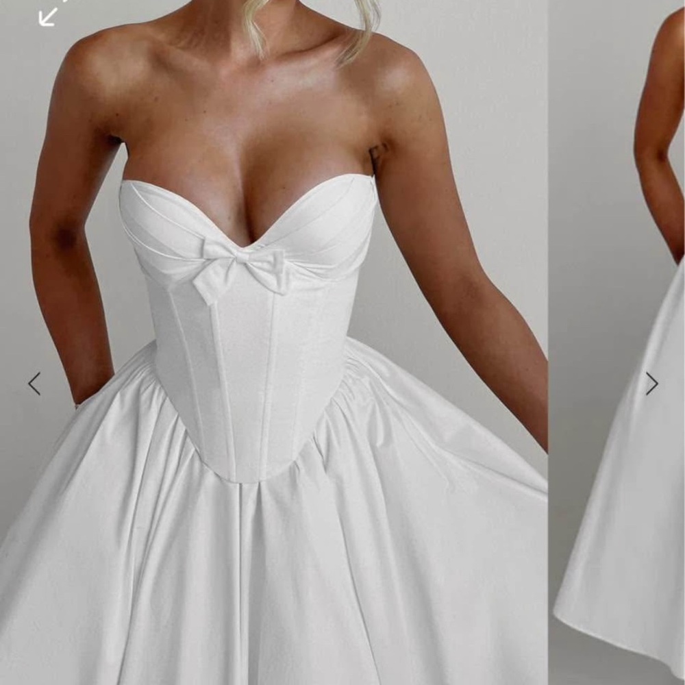 Elegant White Strapless Dress - Picture 4 of 5